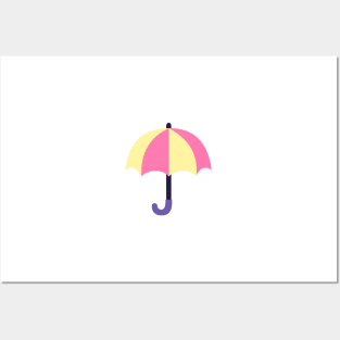 Pink and yellow umbrellas Posters and Art